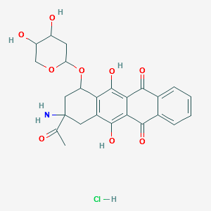 (7S-cis)-9-Acetyl-9-amino-7-[(2-deoxy-alpha-D-erythro-pentopyranosyl)oxy]-7,8,9,10-tetrahydro-6,11-dihydroxy-5,12-naphthacenedione structure, CAS 92395-36-3