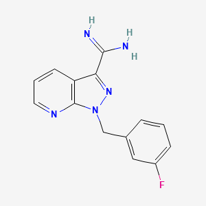 1-(3-fluorobenzyl)-1H-pyrazolo[3,4-b]pyridine-3-carboximidamide structure, CAS 2101651-50-5