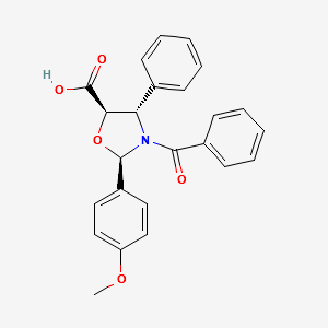 (2R,4S,5R)-3-Benzoyl-2-(4-methoxyphenyl)-4-phenyl-5-oxazolidinecarboxylic acid structure, CAS 157826-10-3