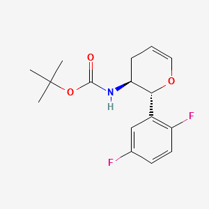 tert-butyl [(2R,3S)-2-(2,5-difluorophenyl)-3,4-dihydro-2H-pyran-3-yl]carbaMate structure, CAS 1172623-98-1