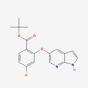 tert-butyl 2-((1H-pyrrolo[2,3-b]pyridin-5-yl)oxy)-4-bromobenzoate structure, CAS 1628047-84-6