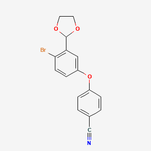 4-(4-BroMo-3-(1,3-dioxolan-2-yl)phenoxy)benzonitrile structure, CAS 1217366-74-9