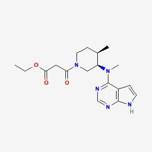 ethyl 3-((3R,4R)-4-methyl-3-(methyl(7H-pyrrolo[2,3-d] pyrimidin-4-yl)amino)piperidin-1-yl)-3-oxopropanoate structure, CAS 1675248-18-6