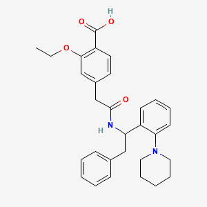 REPAGLINIDE RELATED COMPOUND C (25 MG) ((S)-2-ETHOXY-4-[2-[[2-PHENYL-1 -[2-(1 -PIPERIDINYL)PHE-NYL]ETHYL]AMINO]-2-OXOETHYL] BENZOIC ACID) structure, CAS 107362-12-9