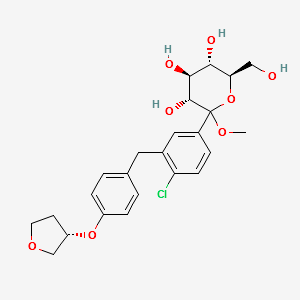 (3R,4S,5S,6R)-2-[4-chloro-3-[[4-[(3S)-oxolan-3-yl]oxyphenyl]methyl]phenyl]-6-(hydroxymethyl)-2-methoxyoxane-3,4,5-triol structure, CAS 915095-96-4