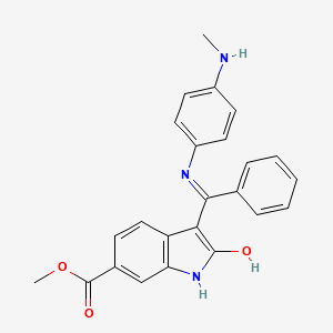 (Z)-methyl 3-(((4-(methylamino)phenyl)amino)(phenyl)methylene)-2-oxoindoline-6-carboxylate structure, CAS 1987887-92-2