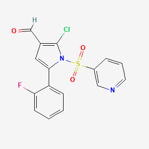 2-chloro-5-(2-fluorophenyl)-1-(pyridin-3-ylsulfonyl)-1H-pyrrole-3-carbaldehyde structure, CAS 928324-80-5