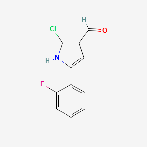 2-chloro-5-(2-fluorophenyl)-1H-pyrrole-3-carbaldehyd structure, CAS 2169267-53-0