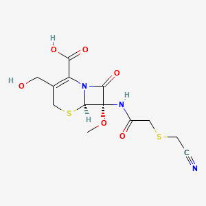Cefmetazole impurity 9/(6R-cis)-7-[[[(Cyanomethyl)thio]acetyl]amino]-3-(hydroxymethyl)-7-methoxy-8-oxo-5-thia-1-azabicyclo[4.2.0]oct-2-ene-2-carboxylic Acid structure, CAS 70953-19-4