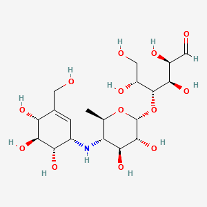 4-O-[4-[[(1S)-4β,5α,6β-Trihydroxy-3-(hydroxymethyl)-2-cyclohexen-1β-yl]amino]-4,6-dideoxy-α-D-glucopyranosyl]-D-glucose structure, CAS 68128-53-0