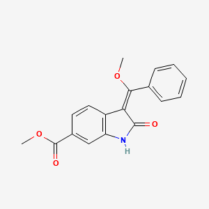 (3E)-2,3-Dihydro-3-(methoxyphenylmethylene)-2-oxo-1H-indole-6-carboxylic acid methyl ester structure, CAS 1168150-46-6
