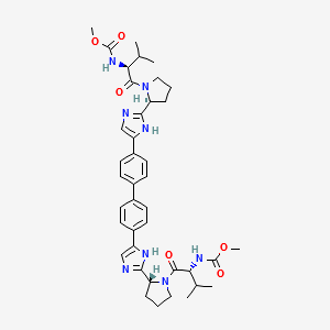 Daclatasvir impurity 7/Daclatasvir RRSS Isomer/dimethyl (2R,2'S)-1,1'-((2R,2'R)-2,2'-(5,5'-(biphenyl-4,4'-diyl)bis(1H-imidazole-5,2-diyl))bis(pyrrolidine-2,1-diyl))bis(3-methyl-1-oxobutane-2,1-diyl)dicarbamate structure, CAS 1009117-94-5