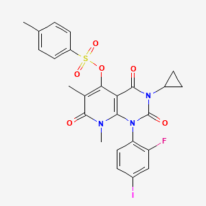 3-cyclopropyl-1-(2-fluoro-4-iodophenyl)-6,8-diMethyl-2,4,7-trioxo-1,2,3,4,7,8-hexahydropyrido[2,3-d]pyriMidin-5-yl 4-Methylbenzenesulfonate structure, CAS 871700-32-2