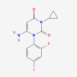 6-aMino-3-cyclopropyl-1-(2-fluoro-4-iodophenyl)pyriMidine-2,4(1H,3H)-dione structure, CAS 871700-28-6