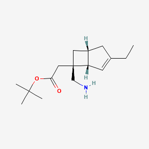 ((1S,5R,6R)-6-Aminomethyl-3-ethylbicyclo[3.2.0]hept-3-en-6-yl)acetic acid tert-butyl ester structure, CAS 1246542-68-6