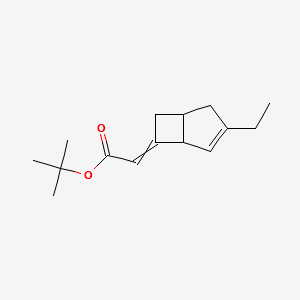 tert-butyl 2-(3-ethylbicyclo[3.2.0]hept-3-en-6-ylidene)acetate structure, CAS 1138245-50-7