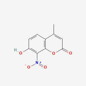 4-methyl-7-hydroxy-8-nitro coumarin structure, CAS 19037-69-5