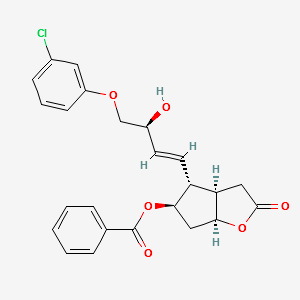 (3aR,4R,5R,6aS)- 5-(benzoyloxy)-4-[(1E,3S)-4-(3-chlorophenoxy)-3-hydroxy-1-buten-1-yl]hexahydro-2H-Cyclopenta[b]furan-2-one structure, CAS 208111-89-1