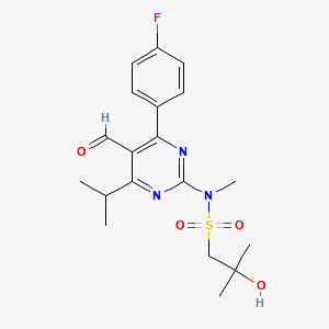 N-(4-(4-fluorophenyl)-5-formyl-6-isopropylpyrimidin-2-yl)-2- hydroxy-N,2-dimethylpropane-1-sulfonamide structure, CAS 2101546-09-0