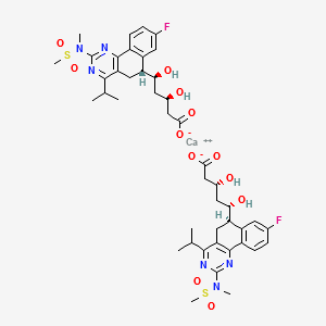 (3R,5S)-5-((R)-8-fluoro-4-isopropyl-2-(N-methylmethylsulfonam ido)-5,6-dihydrobenzo[h]quinazolin-6-yl)-3,5-dihydroxypentanoate calcium(II) structure, CAS 854898-49-0