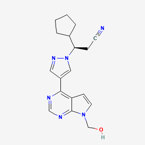 1H-Pyrazole-1-propanenitrile, β-cyclopentyl-4-[7-(hydroxyMethyl)-7H-pyrrolo[2,3-d]pyriMidin-4-yl]-,(βR)- structure, CAS 1236033-03-6