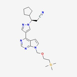 1H-Pyrazole-1-propanenitrile, β-cyclopentyl-4-[7-[[2-(triMethylsilyl)ethoxy]Methyl]-7H-pyrrolo[2,3-d]pyriMidin-4-yl]-, (βR)- structure, CAS 941685-40-1