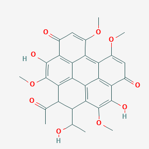 1-Acetyl-1,2-dihydro-5,10-dihydroxy-2-(1-hydroxyethyl)-3,7,8,12-tetramethoxybenzo[ghi]perylene-4,11-dione structure, CAS 24512-58-1