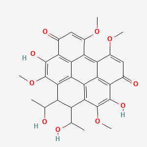 1,2-Dihydro-5,10-dihydroxy-1,2-bis(1-hydroxyethyl)-3,7,8,12-tetramethoxybenzo[ghi]perylene-4,11-dione structure, CAS 24512-87-6