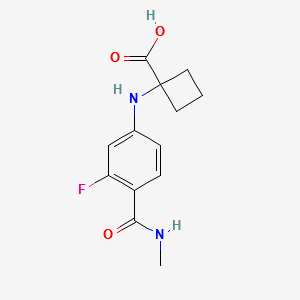 1-((3-fluoro-4-(methylcarbamoyl)phenyl)amino)cyclobutanecarboxylic acid structure, CAS 2170654-26-7