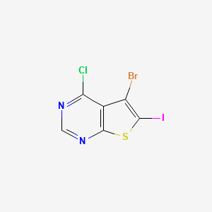 5-bromo-4-chloro-6-iodothieno[2,3-d]pyrimidine structure, CAS 1799610-89-1
