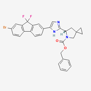 (6S)-6-[5-(7-Bromo-9,9-difluoro-9H-fluoren-2-yl)-1H-imidazol-2-yl]-5-azaspiro[2.4]heptane-5-carboxylic acid phenylmethyl ester structure, CAS 1256388-49-4