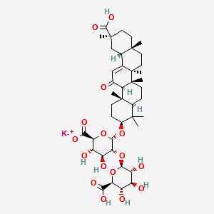 alpha-d-Glucopyranosiduronic acid, (3beta,20beta)-20-carboxy-11-oxo-30-norolean-12-en-3-yl 2-O-beta-d-glucopyranuronosyl-, potassium salt structure, CAS 68039-19-0