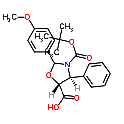 (4S,5R)-3-tert-butoxycarbony-2-(4-anisy)-4-phenyl-5-oxazolidinecarboxylic acid structure, CAS 196404-55-4