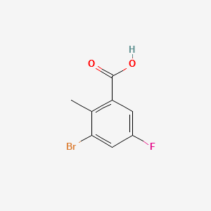 3-bromo-5-fluoro-2-methylbenzoic acid structure, CAS 1187318-52-0