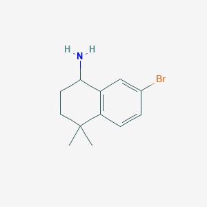 7-bromo-4,4-dimethyl-1,2,3,4-tetrahydronaphthalen-1-amine structure, CAS 1784868-32-1