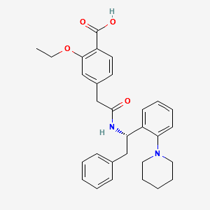 Benzoic acid, 2-ethoxy-4-[2-oxo-2-[[(1S)-2-phenyl-1-[2-(1-piperidinyl)phenyl]ethyl]amino]ethyl]- structure, CAS 1803084-79-8