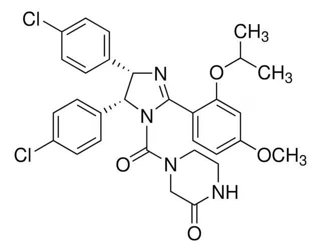 4-[[(4S,5R)-4,5-bis(4-chlorophenyl)-4,5-dihydro-2-[4-methoxy-2-(1-methylethoxy)phenyl]-1H-imidazol-1-yl]carbonyl]-2-Piperazinone structure, CAS 675576-98-4
