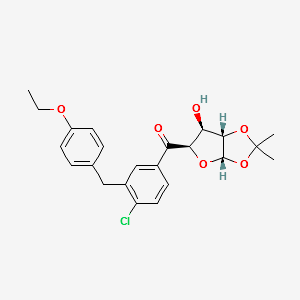 D-xylo-Pentodialdo-5,2-furanose, 1-C-[4-chloro-3-[(4-ethoxyphenyl)Methyl]phenyl]-4,5-O-(1-Methylethylidene)-,(5S)- structure, CAS 1103738-30-2