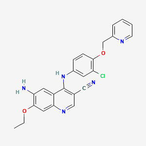 6-amino-4-(3-chloro-4-(pyridin-2-ylmethoxy)phenylamino)-7-ethoxyquinoline-3-carbonitrile structure, CAS 848139-78-6