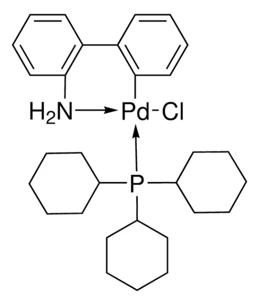 Chloro[(tricyclohexylphosphine)-2-(2'-aminobiphenyl)]palladium(II) structure, CAS 1353658-81-7