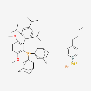 Bromo(4-butylphenyl)[2-(di-1-adamantylphosphino)-3,6-dimethoxy-2', 4',6'-tri-i-propyl-1,1'-biphenyl]palladium(II) structure, CAS 1415050-56-4