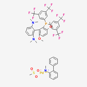 Methanesulfonato(2-bis(3,5-di(trifluoromethyl)phenylphosphino)-3,6-dimethoxy-2',6'-bis(dimethylamino)-1,1'-biphenyl )(2'-methylamino-1,1'-biphenyl-2-yl)palladium(II), structure, CAS 1810068-35-9