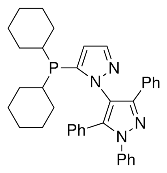 5-[BIS(CYCLOHEXYL)PHOSPHINO]-1',3',5'-TRIPHENYL-1,4'-BI-1H-PYRAZOLE structure, CAS 1021176-69-1