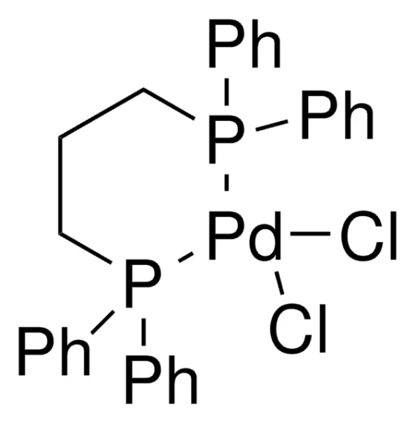 Dichloro bis(dicyclohexylphosphino)propane palladium(II) structure, CAS 1041005-52-0