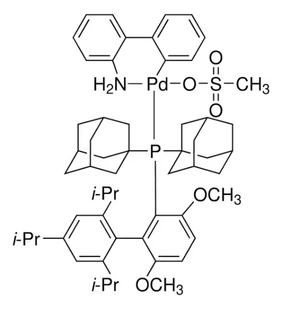 METHANESULFONATO[2-(DI-1-ADAMANTYLPHOSPHINO)-3,6-DIMETHOXY-2',4',6'-TRI-I-PROPYL-1,1'-BIPHENYL](2'-AMINO-1,1'-BIPHENYL-2-YL)PALLADIUM(II),MIN.98%[ADBRETTPHOSPALLADACYCLEGEN.3] structure, CAS 1445972-29-1