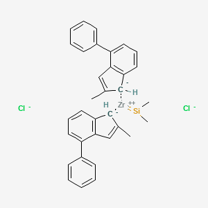 Dimethylsilylene)bis(2-methyl-4-phenylindenyl)zirconium dichloride structure, CAS 158515-16-3