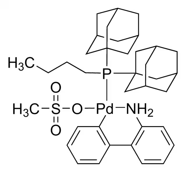 Methanesulfonato(diadamantyl-n-butylphosphino)-2'-amino-1,1'-biphenyl-2-yl)palladium(II) dichloromethane adduct, min. 95% [cataCXium(R) A Palladacycle Gen. 3] structure, CAS 1651823-59-4
