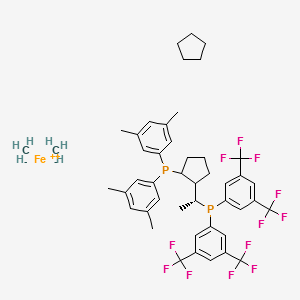 (S)-1-[(R)-2-Di-(3,5-bis(trifluoromethyl)phenyl)phosphino)-ferrocenyl]-ethyl-di-(3,5-xylyl)-phosphine structure, CAS 166172-66-3