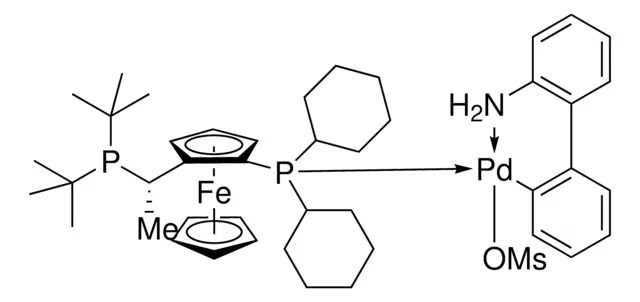 Methanesulfonato{(R)-(-)-1-[(S)-2-(dicyclohexylphosphino)ferrocenyl]ethyldi-t-butylphosphine}(2'-amino-1,1'-biphenyl-2-yl)palladium(II) structure, CAS 1702311-34-9