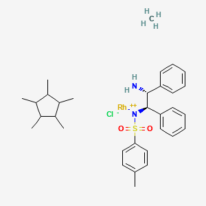 [((R,R)-2-Amino-1,2-diphenylethyl)[(4-tolyl)sulfonyl]amido](chloro)pentamethylcyclopentadienylrhodium(I) structure, CAS 223392-99-2
